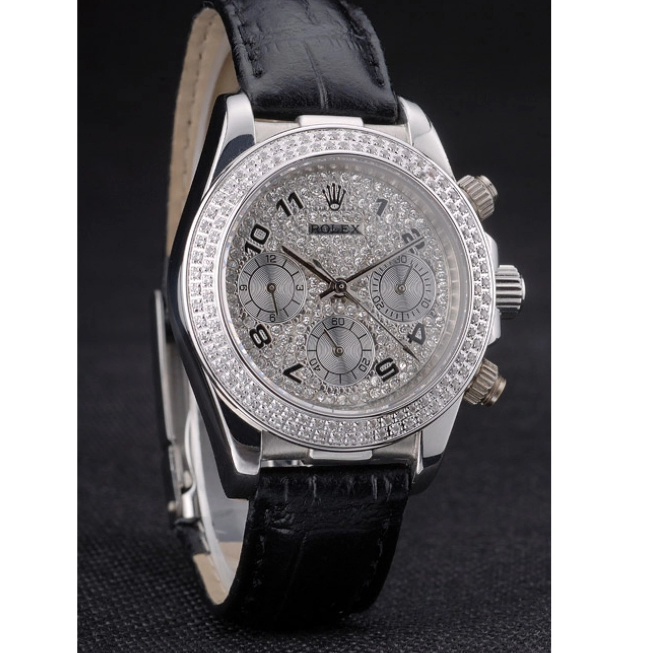 AAA replica watch Lady Studded Bezel Stainless Crystal Steel Crystal Studded Rolex Daytona Case Dial 0611